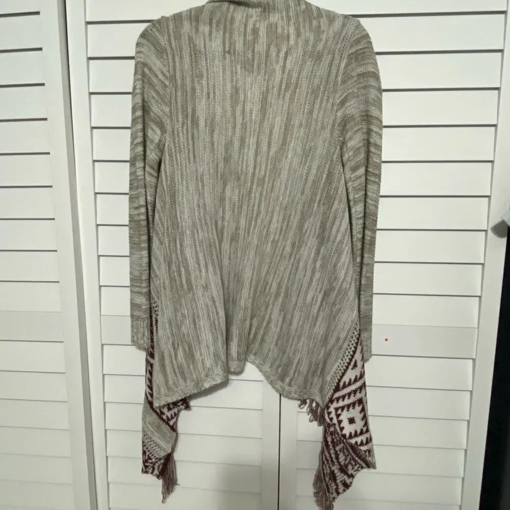 Women's Beige and Burgundy Patterned Sweater - Picture 2 of 6